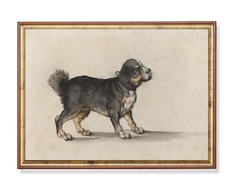 Vintage Dog Portrait Print: Antique Animal Sketch, Farmhouse Decor
