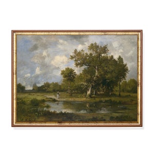 Vintage Landscape Painting: Rustic Countryside Art Print