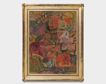 Vintage Abstract Floral Art Print: Antique Botanical Bouquet