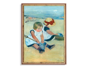 メアリー・カサット：浜辺で遊ぶ子供たち（1884年） - ジクレー版画