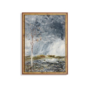 Vintage Landscape Painting | Antique Abstract Print | Oil Painting Rustic Art | Digital Download | Printable Wall Art | Moody Forest Print