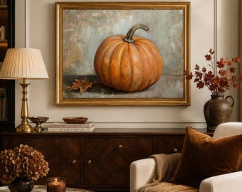 Impressionist Pumpkin Print, Rustic Autumn Wall Art, Farmhouse Fall Decor (Digital Download)