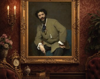 Vintage Gentleman Portrait Art Print – 19th Century Elegant Man (Digital Download)