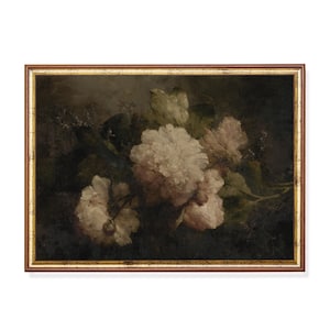 Print and Ship | Moody Rustic Still Life Painting | Vintage Flower Print | Floral Art | Dark Academia | Fine Art | Mailed Print