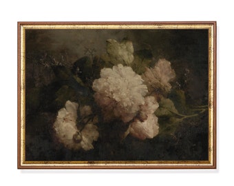 Moody Floral Art Print: Vintage Still Life Painting