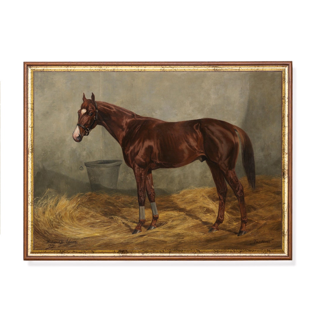 Vintage Horse Painting Antique Equestrian Print Digital Etsy
