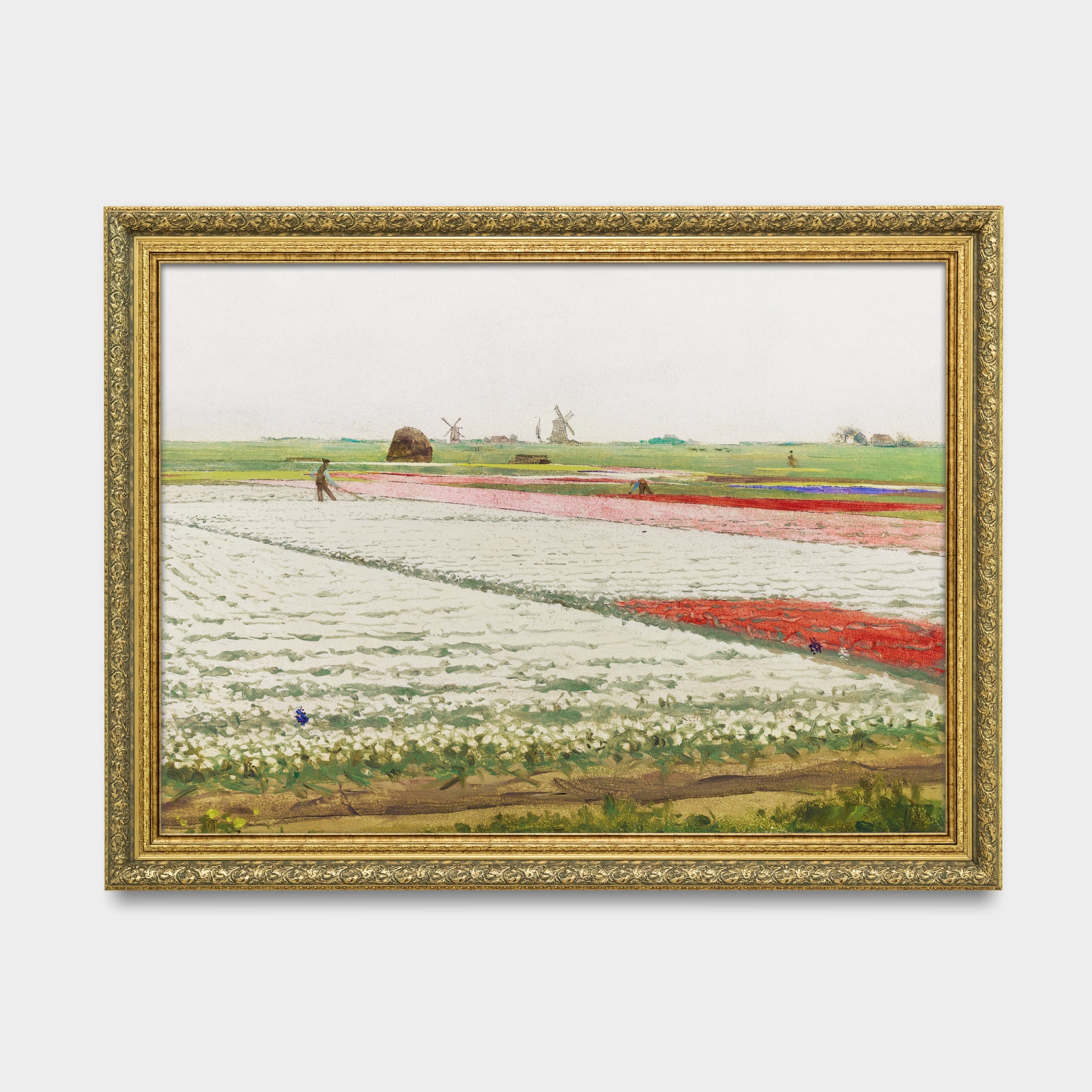 Vintage Tulip Field Print Antique Landscape Painting - Etsy