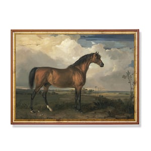 Vintage Horse Painting | Antique Equestrian Print | Farmhouse Animal Art | Digital Download | Printable Wall Art | Oil Painting | Fine Art