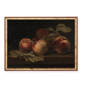 Vintage Peach Still Life Print: Rustic Kitchen Wall Art (Digital Download)