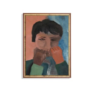 Vintage Abstract Portrait Painting: Classic Fine Art Print