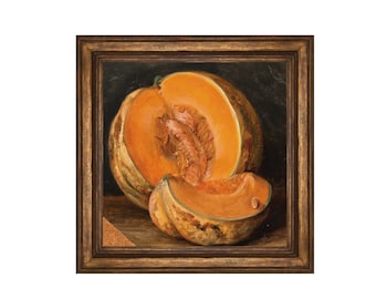 Vintage Kürbis Stilleben Gemälde: Rustikaler Herbst Dekor Kunstdruck