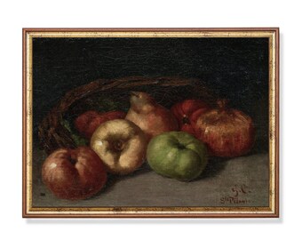 ザクロのあるヴィンテージ静物画 | 印刷・発送済みアート | 素朴な
