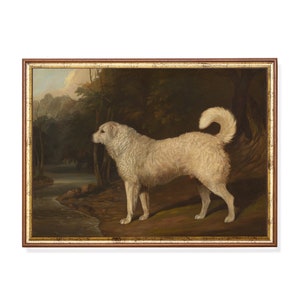 Antique Dog Portrait Print: 19th Century Rustic Farmhouse Wall Art