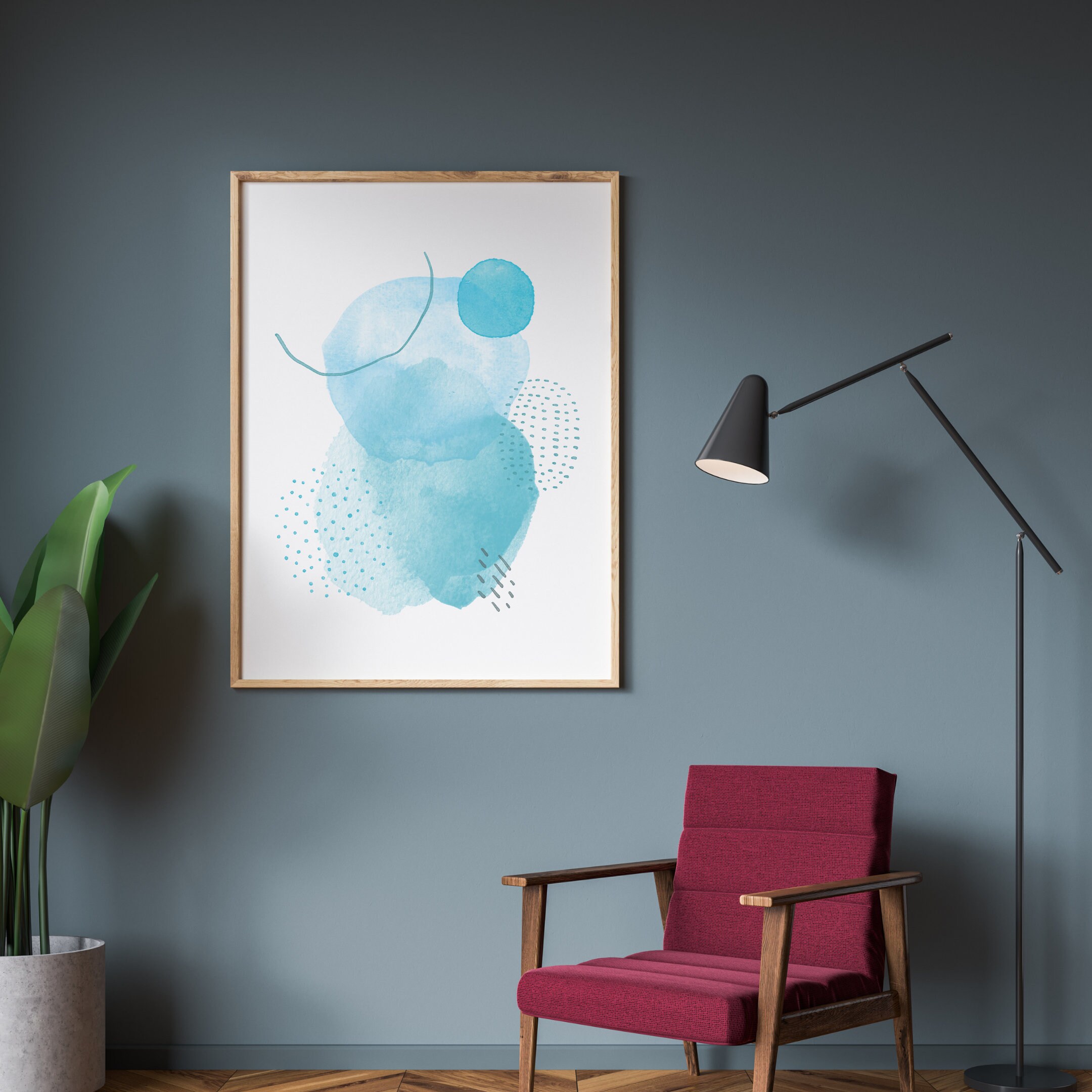 Turquoise Aqua Blue Print Abstract Wall Art Pastel Soft Colors Etsy