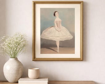 アンティークバレリーナ絵画：バレエ壁掛け印刷可能、ヴィンテージ 