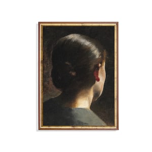 Vintage Woman Portrait Painting | Dark Moody Academia Print (Digital Download)