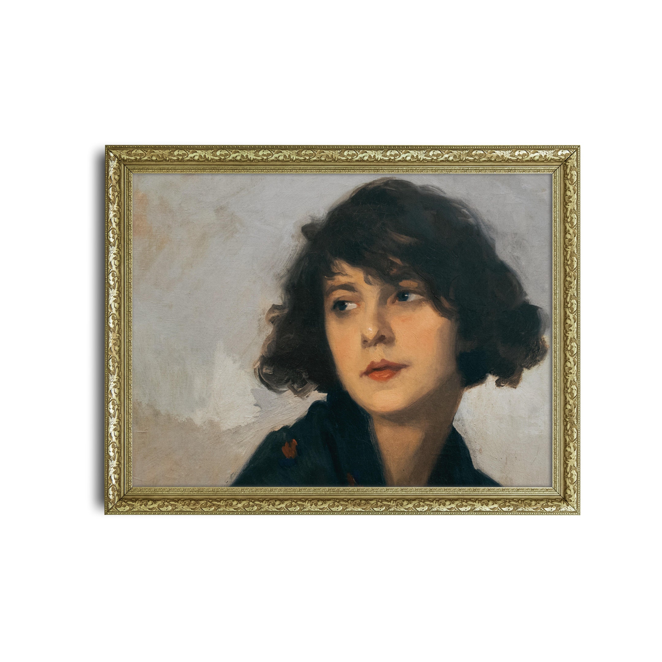 Vintage Woman Portrait Art Print: Antique Style Oil Painting - Etsy