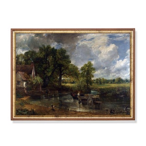 The Hay Wain Landschaftskunstdruck - Vintage englische Landschaftsszene, Pferdewagen am Fluss, rustikale Bauernhauswanddekoration, Fine Art Reproduktion