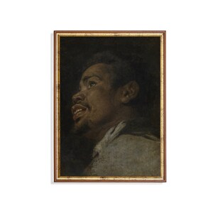Vintage Man Portrait | Antique Gentleman Painting | Moody Rustic Black Man Artwork | Digital Download | Printable Wall Art | Fine Art Print