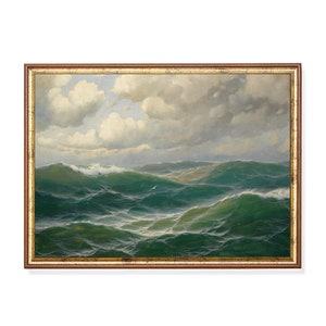 Versanddruck | Vintage Seelandschaft Malerei | Antiker Ozean Strand Druck | Küsten Dekor | Strand Wellen Kunst | Bildende Kunst | Ausdrucken und versenden