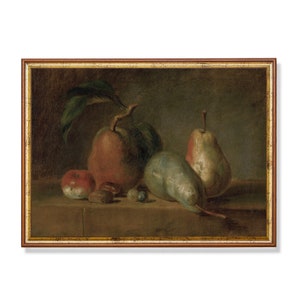 Vintage Still Life with Pears | Antique Kitchen Decor | Fruits Painting | Farmhouse Rustic Prints | Digital Download | Printable Wall Art