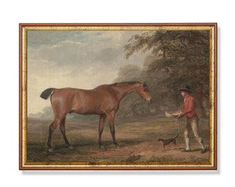 Vintage Horse Painting Print: Antique Equestrian Art, Farmhouse Decor
