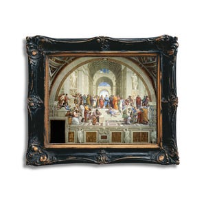 La scuola di Atene di Raffaello - Stampa artistica rinascimentale, decorazione murale classica, opera d&#39;arte storica, dipinto filosofico, poster vintage
