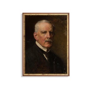 Vintage Gentleman Portrait Print, 19th Century Aristocratic Oil Painting, Distinguished Elderly Man, Dark Academia Office Library Wall Art