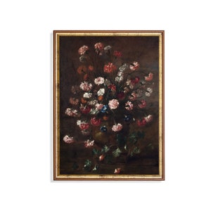 Vintage Floral Still Life: Antique Flower Bouquet Painting (Digital Download)