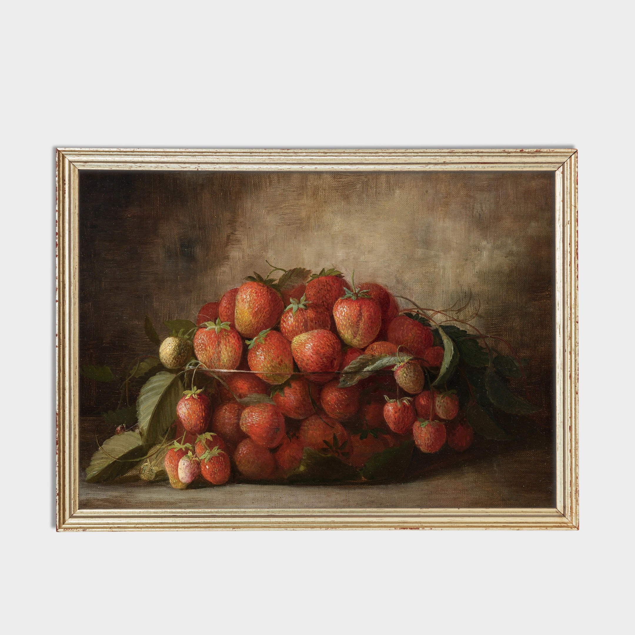 絵画　美術品　油絵　苺　レトロ　ビンテージ　果物　果実　静物　額縁　額 絵画 美術品 油絵 苺 レトロ ビンテージ 果物 果実 静物 額縁 額