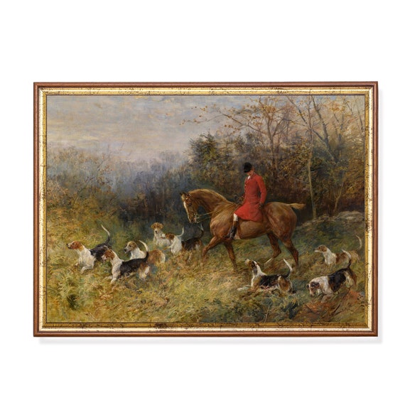 Vintage Fox Hunting Print: Equestrian Wall Art, Autumn Forest