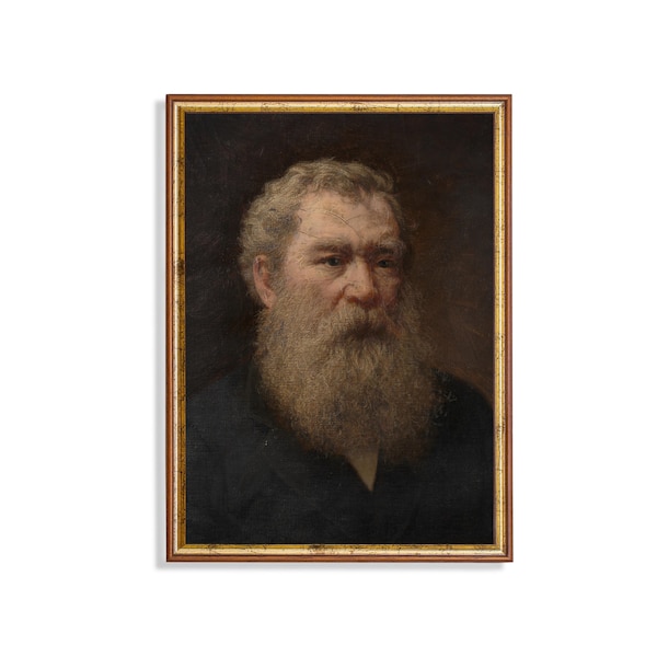 Vintage Gentleman Portrait | Antique Man Portrait | Oil Painting Print | Moody Rustic Fine Art | Digital Download | Printable Wall Art