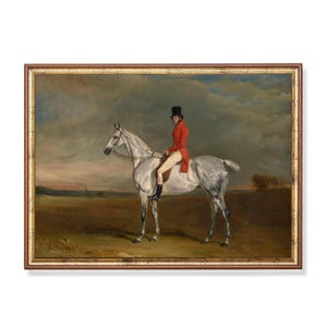 Reiterportrait 1900, Klassische Fuchsjagd Kunst, Vintage Reiter Gemälde, Englische Jagdszene, Wanddekor 19.Jhdt
