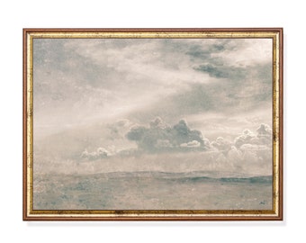 Vintage Cloud Painting: Antique Sky Art Print