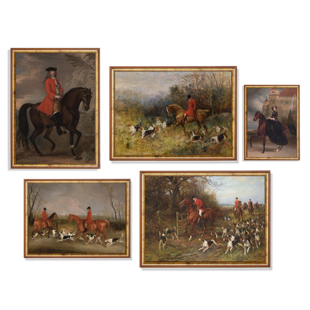 Vintage Equestrian Fox Hunt Art Prints, English Country Gallery Wall ...