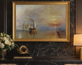 Pintura de barco antiguo: Impresión artística de paisaje marino náutico vintage