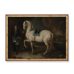 Mailed Art | Vintage Equestrian Painting | Antique Horse Print | Moody Rustic Art | Farmhouse Decor | Fine Art | Printed and Shipped