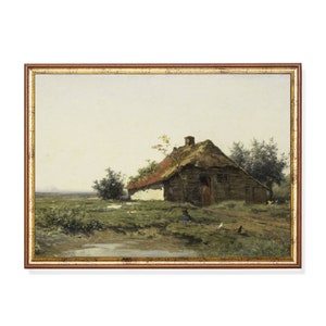 Rustikale Bauernhaus Landschaft Print: Digitaler Download Kunstdruck