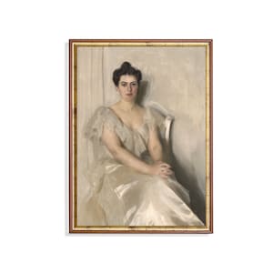 Vintage Woman Portrait Painting: 19th Century Fine Art Print