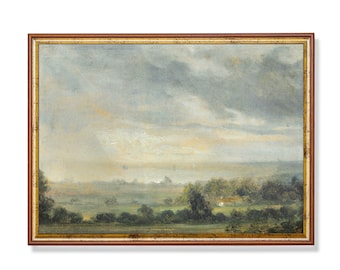 Vintage Landschaft Druck: Rustikale Bauernhaus Wandkunst (Digitaler Download