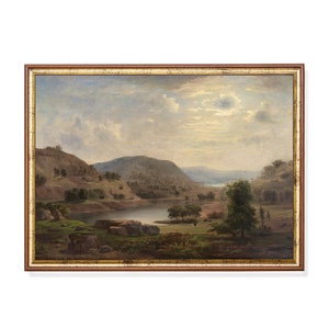 Vintage Landscape Painting | Rustic Riverscape Printable (Digital Download)