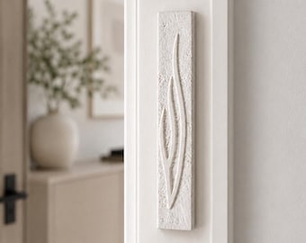 Handmade Jerusalem Stone Mezuzah Case – Modern Judaica from Israel – Indoor & Outdoor - White Built Shin