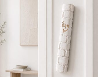 Handmade Jerusalem Stone Mezuzah Case – Modern Judaica from Israel – Indoor & Outdoor - White Rounded Kotel