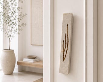 Handmade Jerusalem Stone Mezuzah Case – Modern Judaica from Israel – Indoor & Outdoor - Fire Deep Shin