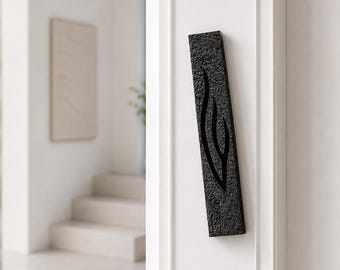 Handmade Jerusalem Stone Mezuzah Case – Modern Judaica from Israel – Indoor & Outdoor - Black Built Shin