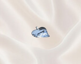 Custom Name/Pasuk 925 Sterling Silver Hammered Pendat, Jewish Jewelry Pendant, Hebrew Engravable Charms, Heart Pendant