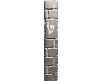 Handmade Jerusalem Stone Mezuzah Case – Modern Judaica from Israel – Indoor & Outdoor - Grey Kotel