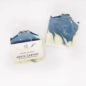PEPPERMINT CHARCOAL Natural Soap | Olive oil based | Palm-oil Free | Vegan, Biodegradable | Natural colour, Natural scent |  Essential oils