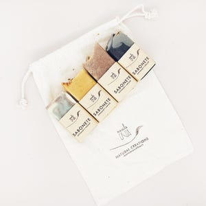 SOAP LOVERS Kit | 4 Mini soaps | Travel Size | ARTISANAL | All Natural, Vegan, Biodegradable, with Pure Essential oils
