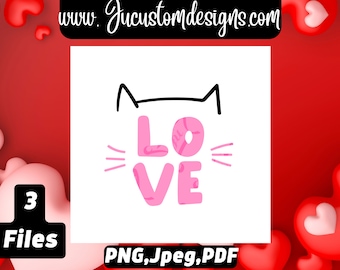 Amore Gatto San Valentino PNG: Cuori Download digitale